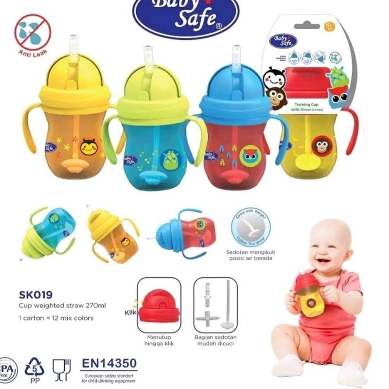 Baby Safe Cup Weighted Straw JP019 SK019 Botol Minum Bayi Training Cup Bayi