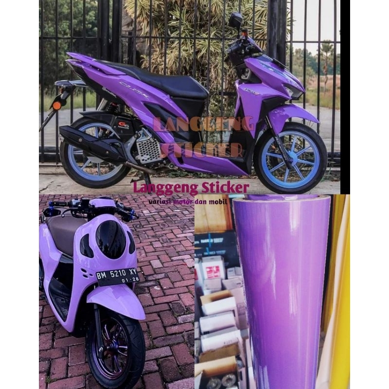 Sticker Skotlet Motor Warna Ungu Taro Stiker Scotlet Ungu Taro