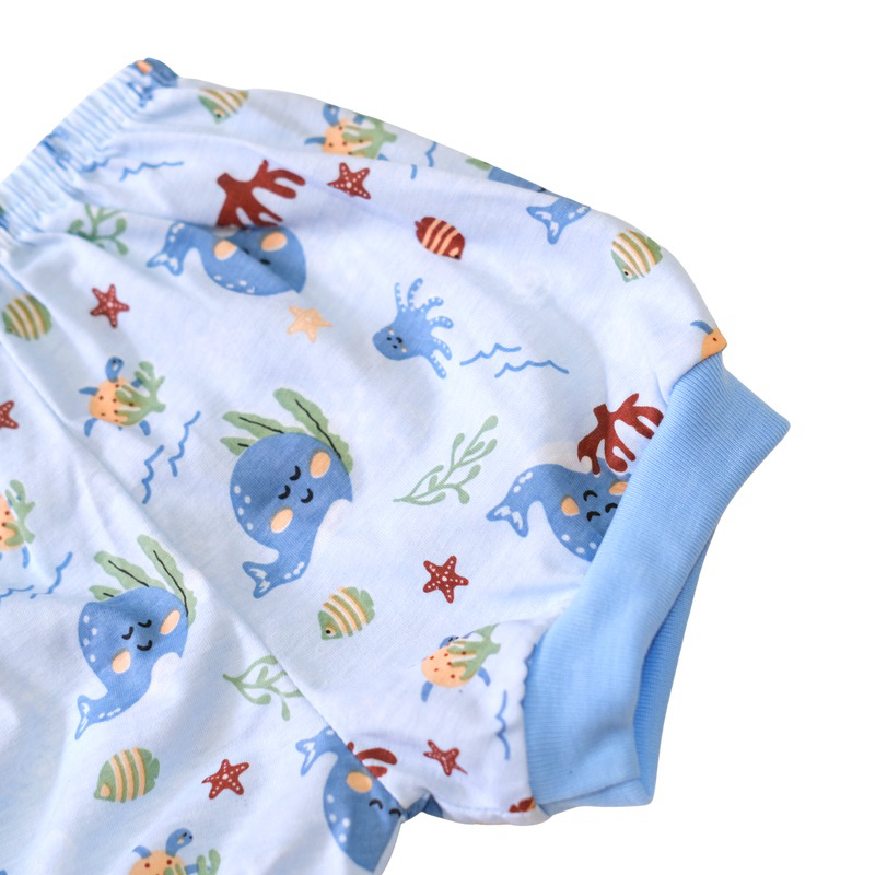 SETELAN PENDEK BAYI/ANAK COTTON/KATUN MOTIF TIMBUL BONEKA (BABY/KIDS SET)