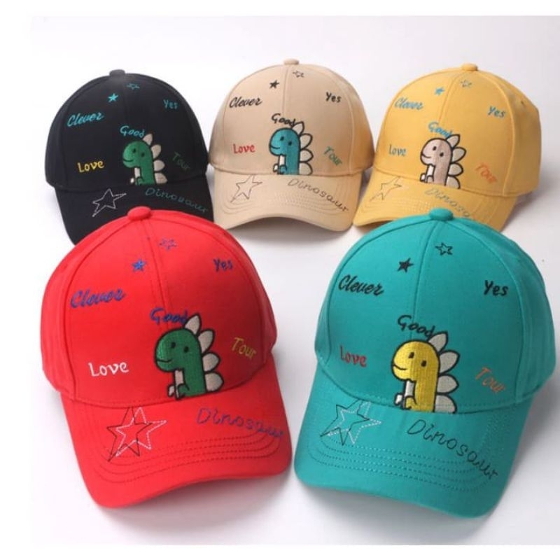 Topi Baseball Anak Laki Laki Anak Perempuan Unisex Model Dinosaurus Bordir Glowing /