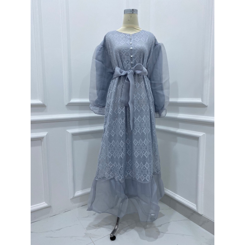 GAMIS LEBARAN BRUKAT TANGAN BALON ORGANZA HEIDY MEWAH MUSLIMAH ACARA PESTA GROSIR MURAH MODELLANO