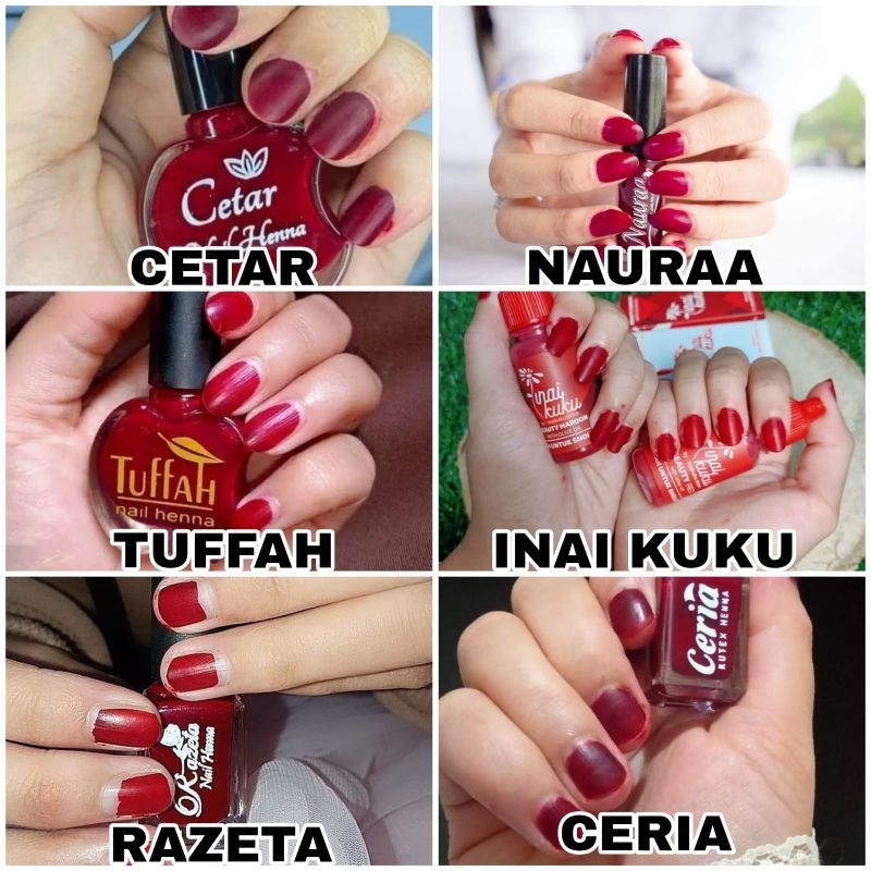 [TOKO TERLENGKAP] TUFFAH CETAR NAIL HENNA, NAURAA NAURA KUTEK MUSLIMAH, RAZETA CERIA , KUTEK HALAL S