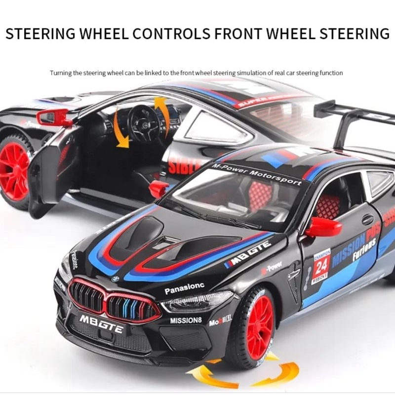 Diecast Mobil BMW M8 GLE Miniatur Die-cast Mobil Balap Sport Recing Skala 1:24