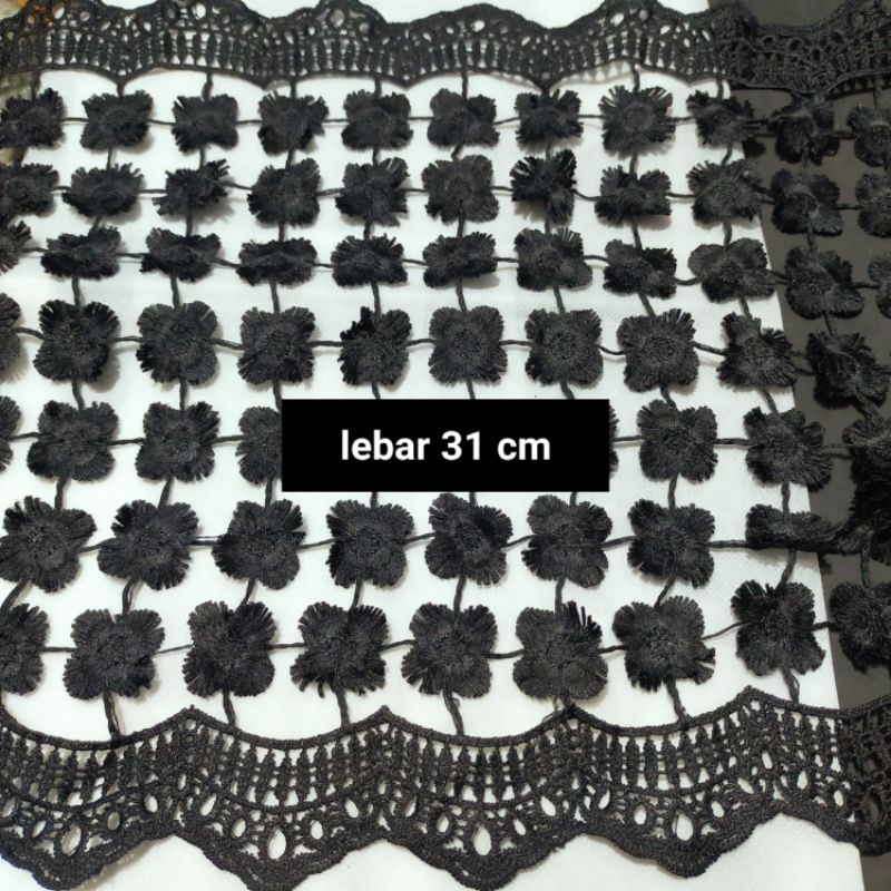 renda melati lebar hitam