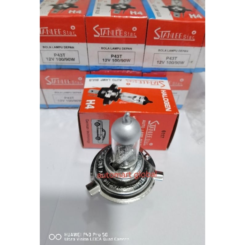 bola lampu halogen h4 12 volt 100/90 Watt stanley star