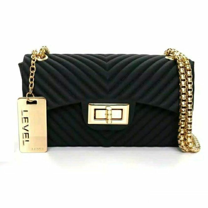 GIURA Chevron [ Black/ Hitam] Tas Fashion Wanita Fashion Jelly Bag Fashionista Trendy Trendi Hempers