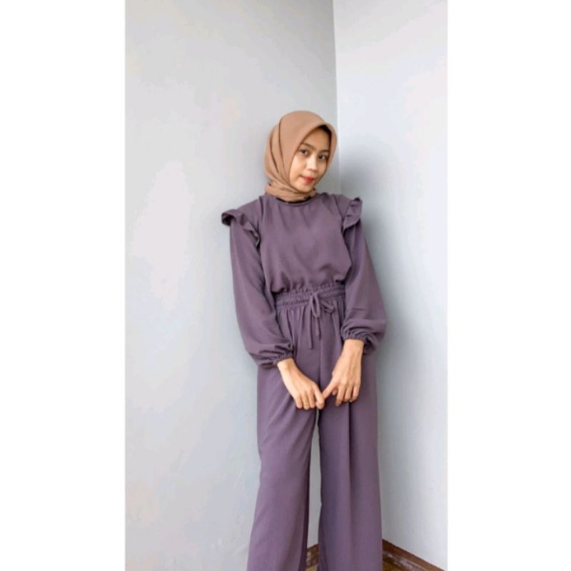 setelan wanita crinkle / Lina blouse crinkle / baju set wanita