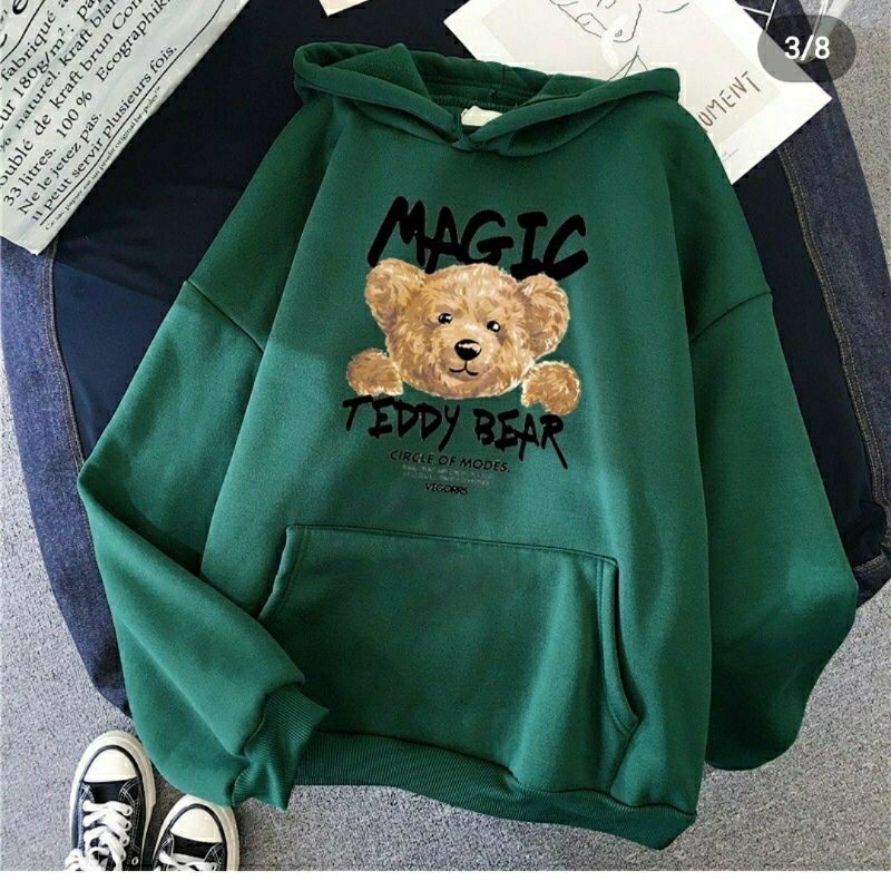 SWEATER HOODIE MAGIC BEAR FIT XL Sweater Wanita Sweater Cewek Sweater abg Sweater Viral Jaket Wanita Jaket cewek jaket abg sweater murah jaket murah kaos oblong kaos wanita kaos cewek kaos abg