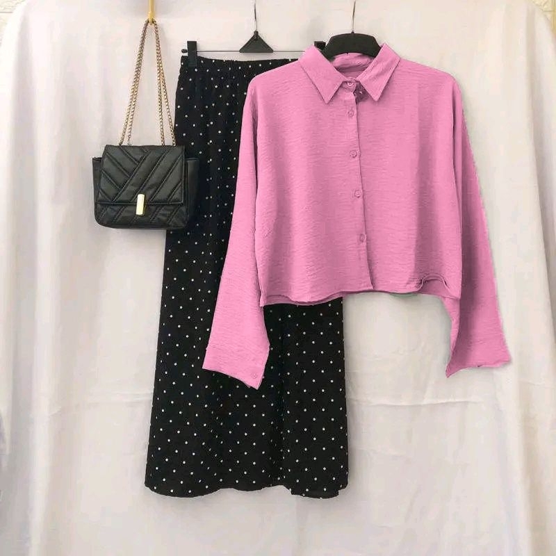SGUARE SET DAN ROK PLISKET POLKADOT