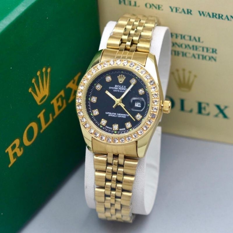 Premium/jam tangan wanita Stainles Rolex Tanggal Aktif Full set