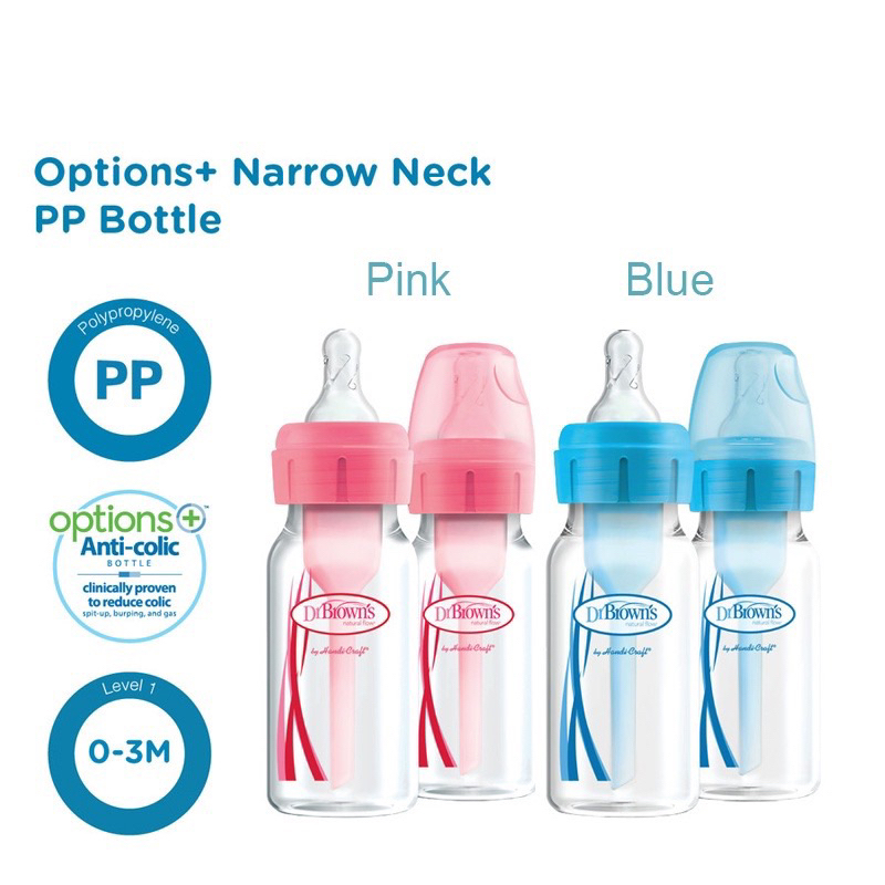 Dr Brown Narrow Neck Options+ PP 120ml Twin / 2 Pack / Botol Susu