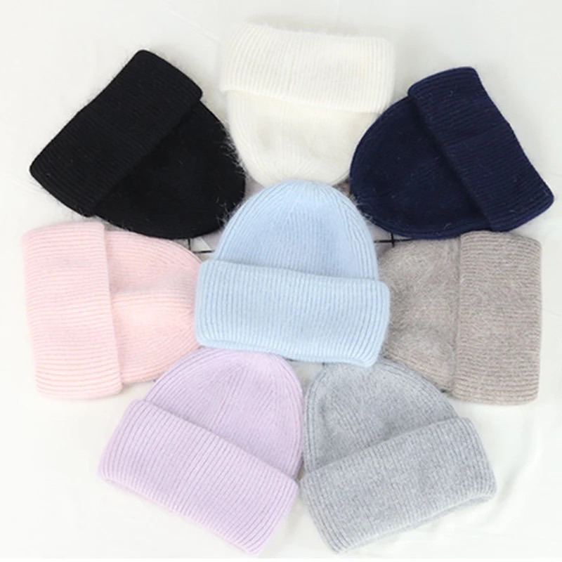 Rabbit Fur Beanie Hat Topi Kupluk Unisex Bulu kelinci