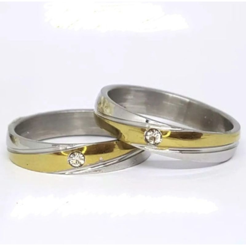 cincin couple titanium anti luntur perhiasan couple