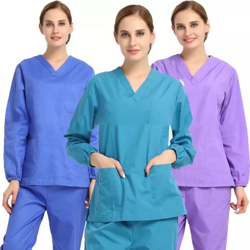 Doctor’s Scrub Baju Jaga Ok Oka Lengan Panjang Karet