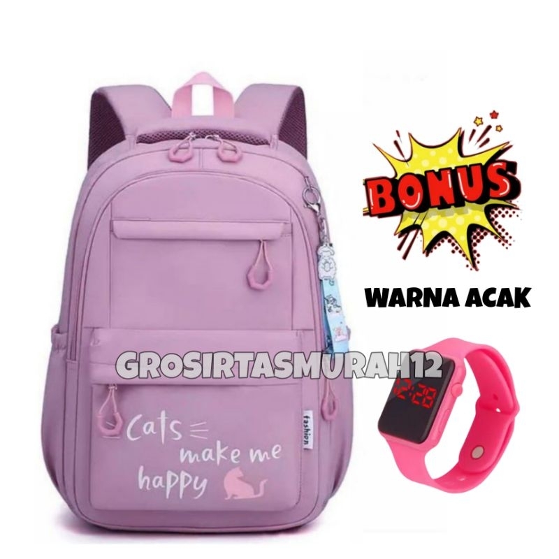 TAS SEKOLAH ANAK PEREMPUAN SD SMP BONUS JAM TANGAN