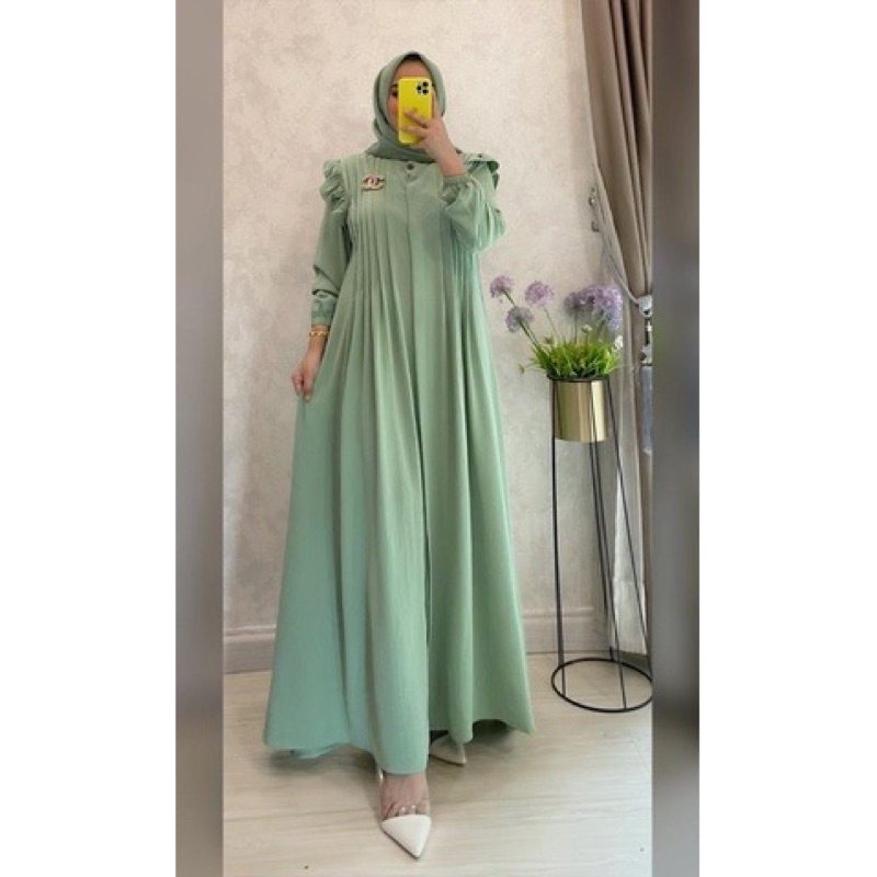 GAMIS CRINKLE POLOS SOVA MAXI LEBARAN SIMPLE MEWAH BAJU MUSLIM LEBARAN EID GAMIS KELUARGA GROSIR