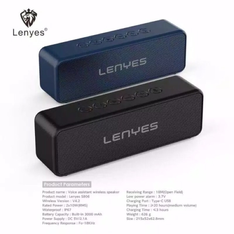 SPEAKER BLUETOOTH LENYES S806 WATERPROOF IP67 SUPER BASS WIRELESS