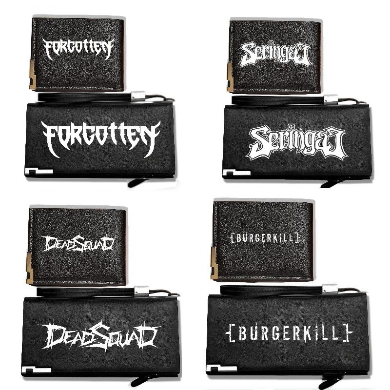 Dompet kulit hitam band seeingai / Dompet wallet dead squad/Dompet lipat burgerkill/forgotten
