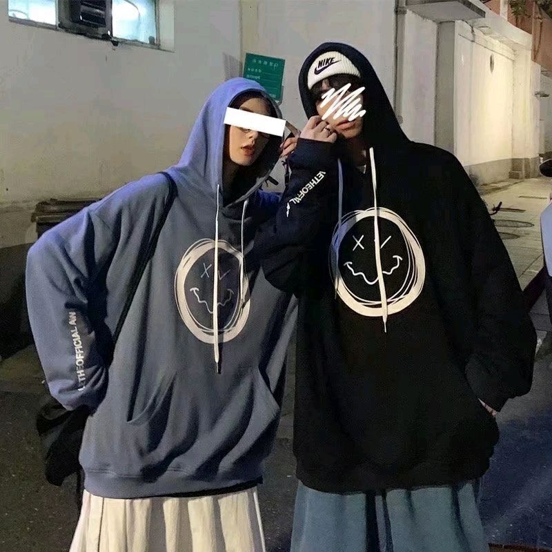 Hoodie Smile CHUKE Nirvana Korean Style Bigsize S M L XL 2XL 3XL 4XL 5XL 6XL Jaket nightmare Jumbo Oversize Denim Biru Abu Paralon Black Hip hop Street Style