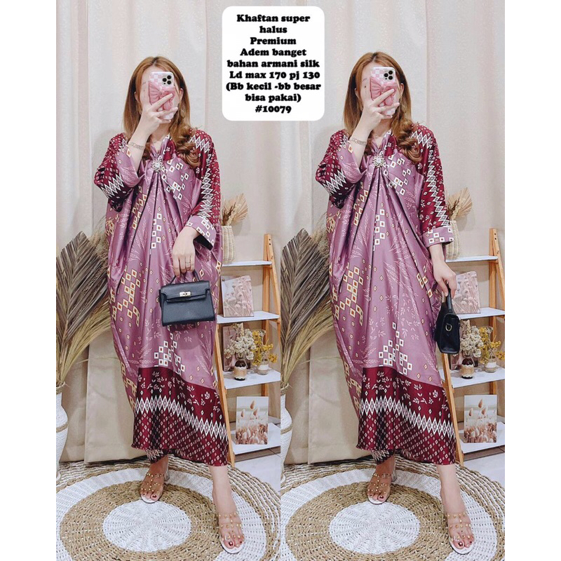 kaftan gamis lebaran cotton silk import premium fit jumbo 10079