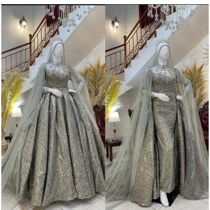 TERBARU//GAUN SLIM FULL PAYET 3.IN 1//GAUN WEDDING RONCE MEWAH BEREKOR MODERN