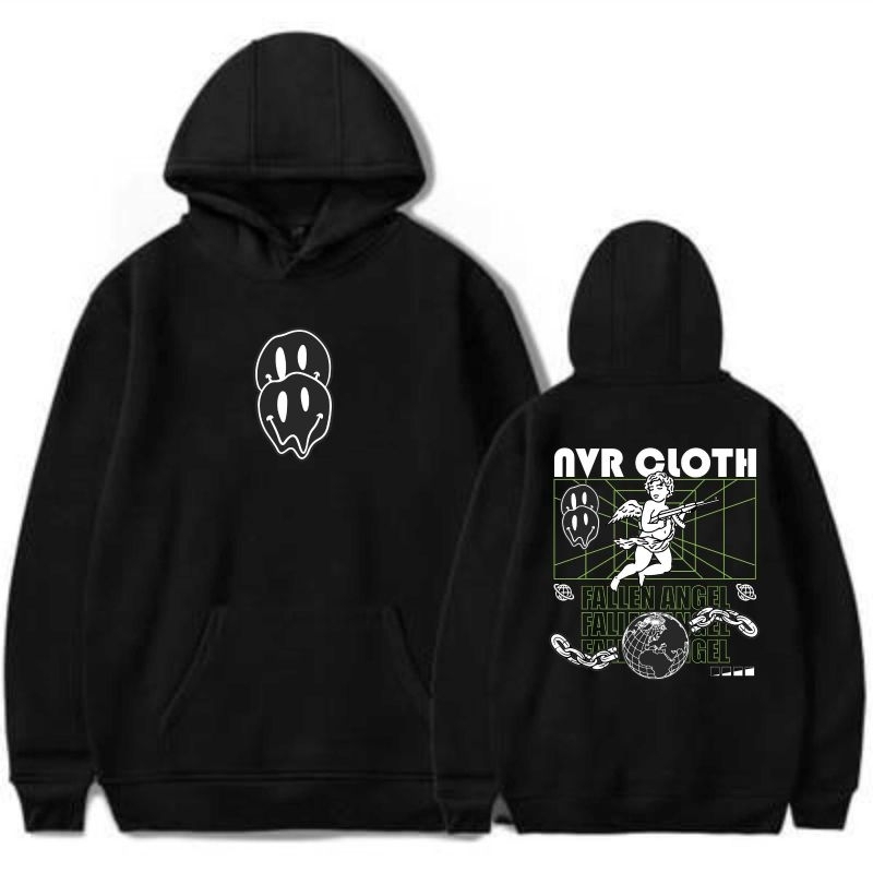 NVR CLOTHING Hoodie Hitam Bahan Fleece Tebal Sweater Pria Wanita Size M L XL XXL