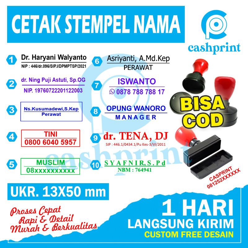 

Stempel Flash, Stempel Warna, Stempel Otomatis, Stempel Nama, Stempel Bidan/Dokter
