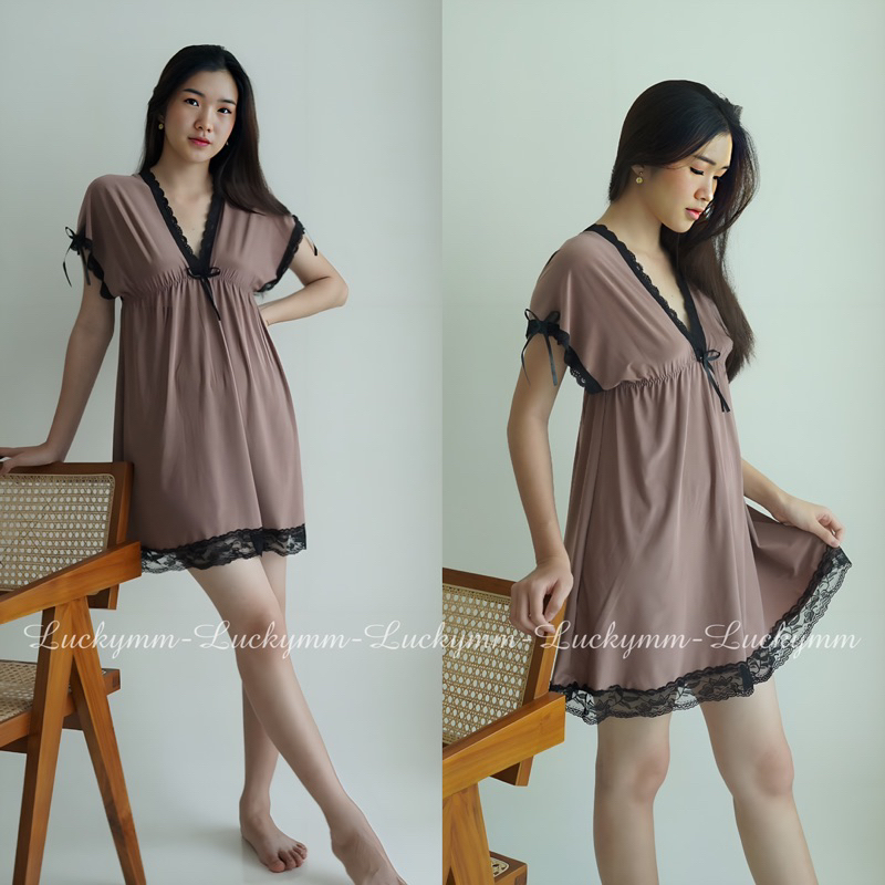 Sexy Lingerie Dress Spandek Sutera Baju Tidur Lingerie Sexy Wanita / Sleepwear Lingerie Dress Wanita
