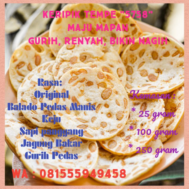 

Keripik Tempe Sagu "5758" kemasan 250gram