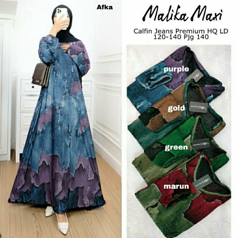 Malika Maxi, GAMIS JUMBO CANTIK MODIS FIT XL-XXXXL LD 120-140 BAHAN CALVIN JEANS PREMIUM TERMURAH OOTD KEKINIAN TERLARIS