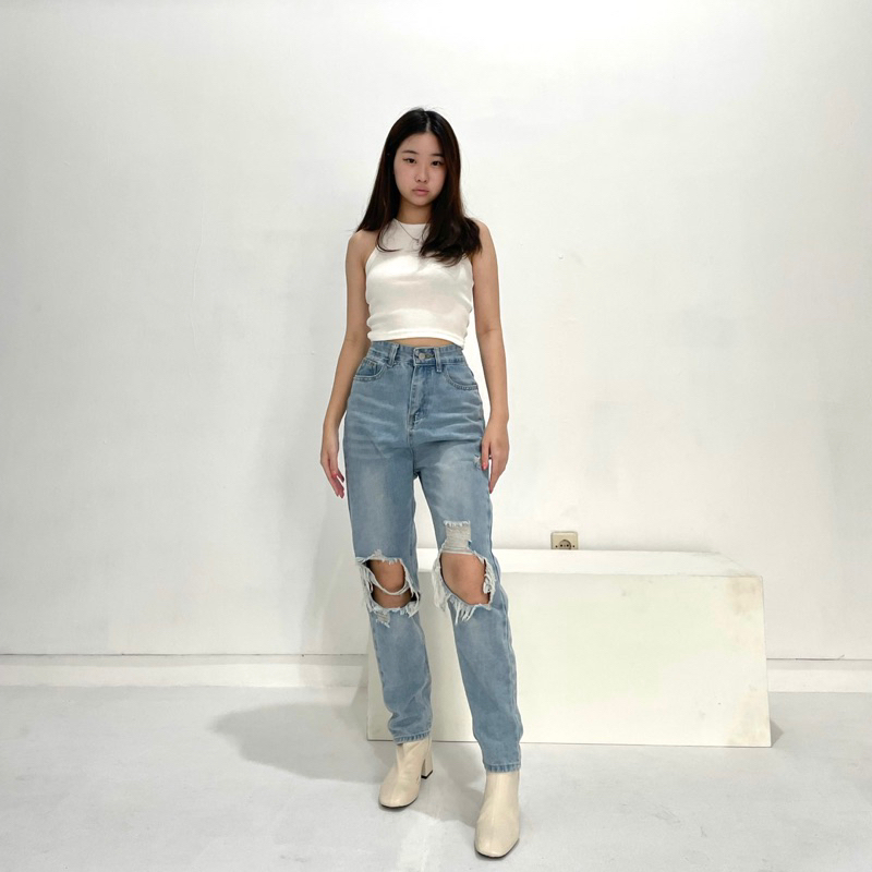 [LUXE.DLABEL] - Jeans 113 | Celana panjang Highwaist wanita Jeans import premium Jeans wanita polos ripped jeans High waist jeans wanita bkk Skinny Jeans High waist Baggy jeans Wideleg Jeans Kulot jeans Boyfriend jeans Wanita Kargo Jeans bangkok