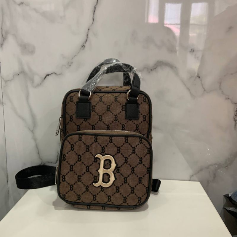 Mlb Diamond Monogram Jacquard Mini Backpack Brown