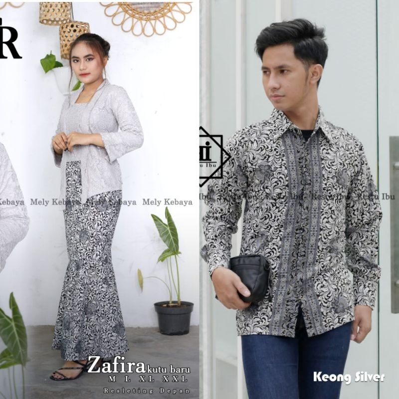 Kebayashopp - couple kebaya kutubaru rok duyung kemeja panjang/couple sarimbit keluarga/kebaya tunangan/couple termurah/ couple kebaya wisuda