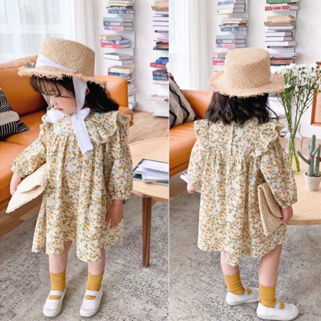 KOREAN FLORAL VINTAGE DRESS KIDS PURPLE | KIDS KOREAN VINTAGE DRESS