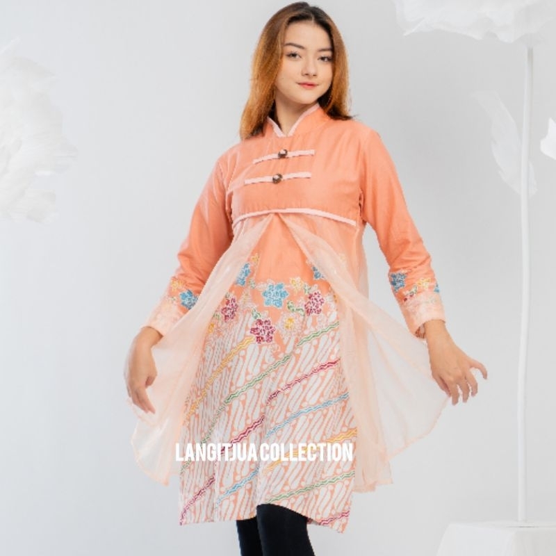 ANISA TUNIK PIAS KOIN BATIK ORGANZA BAJU LEBARAN 2023| DRESS BAJU KONDANGAN MEWAH