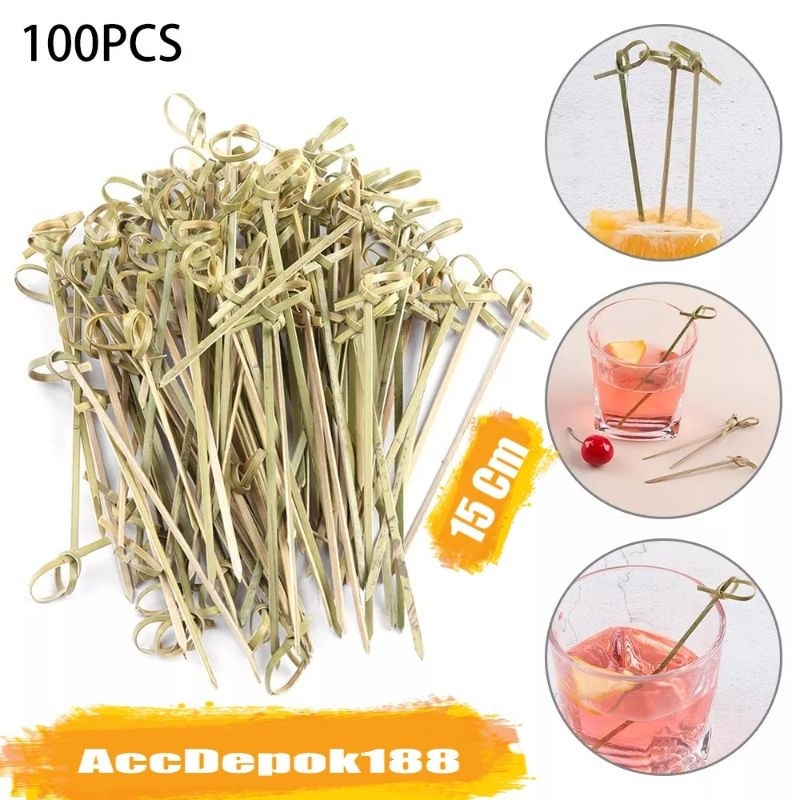 Tusuk Bambu Teposuki 10 cm / 12 cm / 15 Cm isi 100 pcs  Tusuk Sate Pita Tusuk Buah Tusuk Cocktail