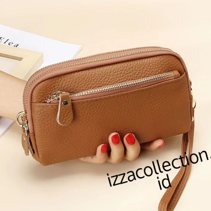 Dompet Wanita Panjang 3 Resleting / Ruang Muat Hp 7 inch dan uang Pouch import KOREA Murah Serbaguna Kosmetik Makeup Papirut viral kekinian Terbaru 2022