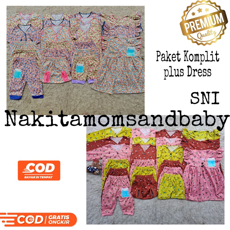 Paket perlengkapan Baju dan celana Bayi Baru lahir kado motif printing korean Look Promo 8.8