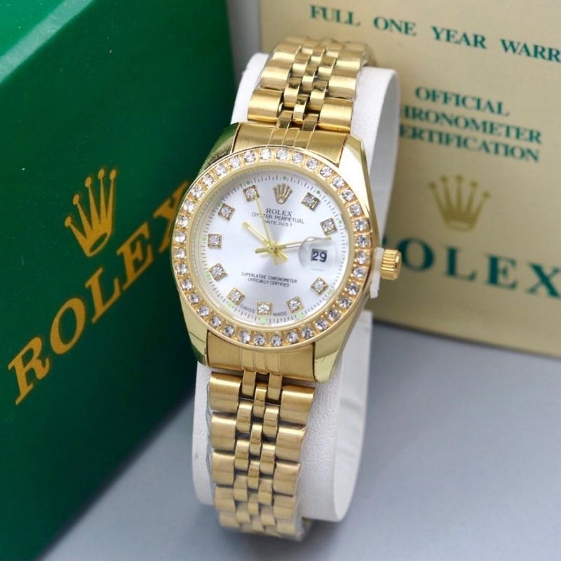 Premium/jam tangan wanita Stainles Rolex Tanggal Aktif Full set
