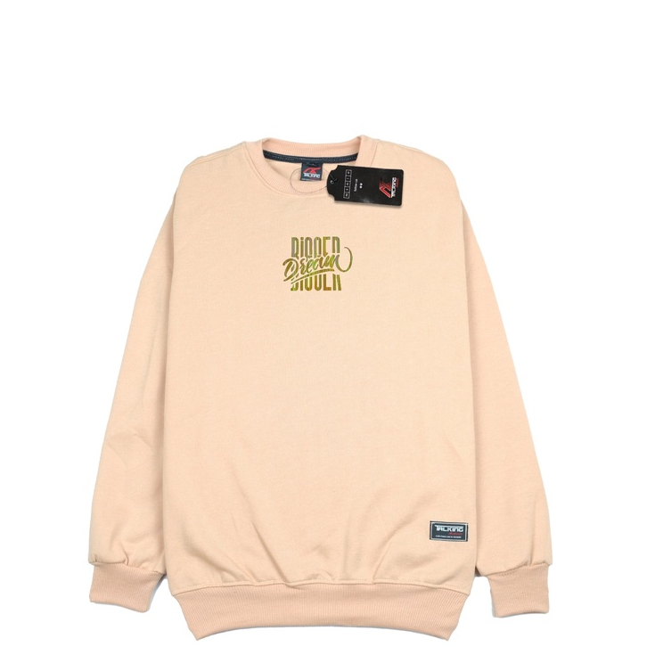 Talking Crewneck Pria Wanita Sweater Oblong BIGGER DREAM Warna Dacrk Cream