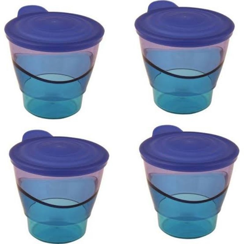 Gelas kristal biru bertutup 4 pcs