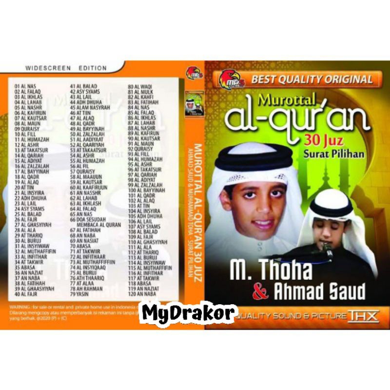 kaset video Mp5 Murottal Al-Quran 30 Juz Surat Pilihan M Thoha & Ahmad Saud