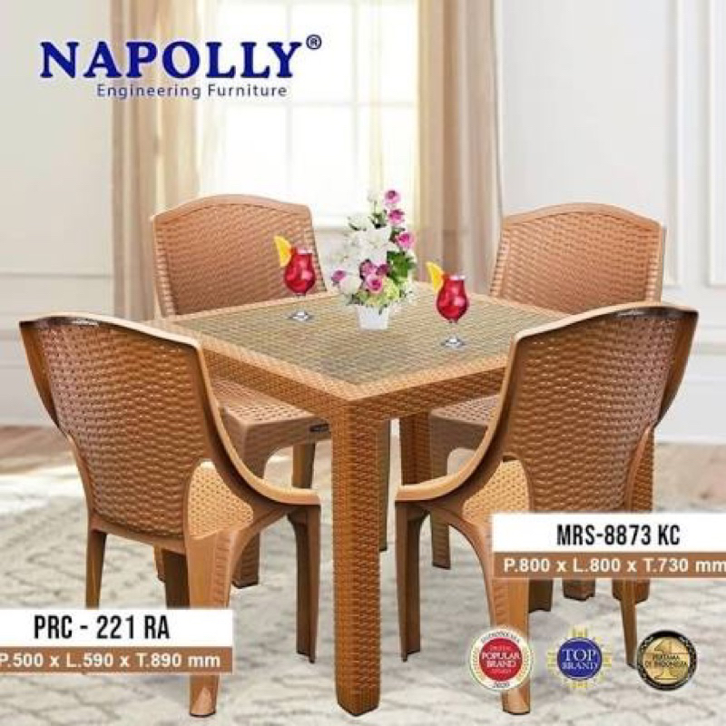 meja makan rotan sistesis napolly rotan besar MRS 8873