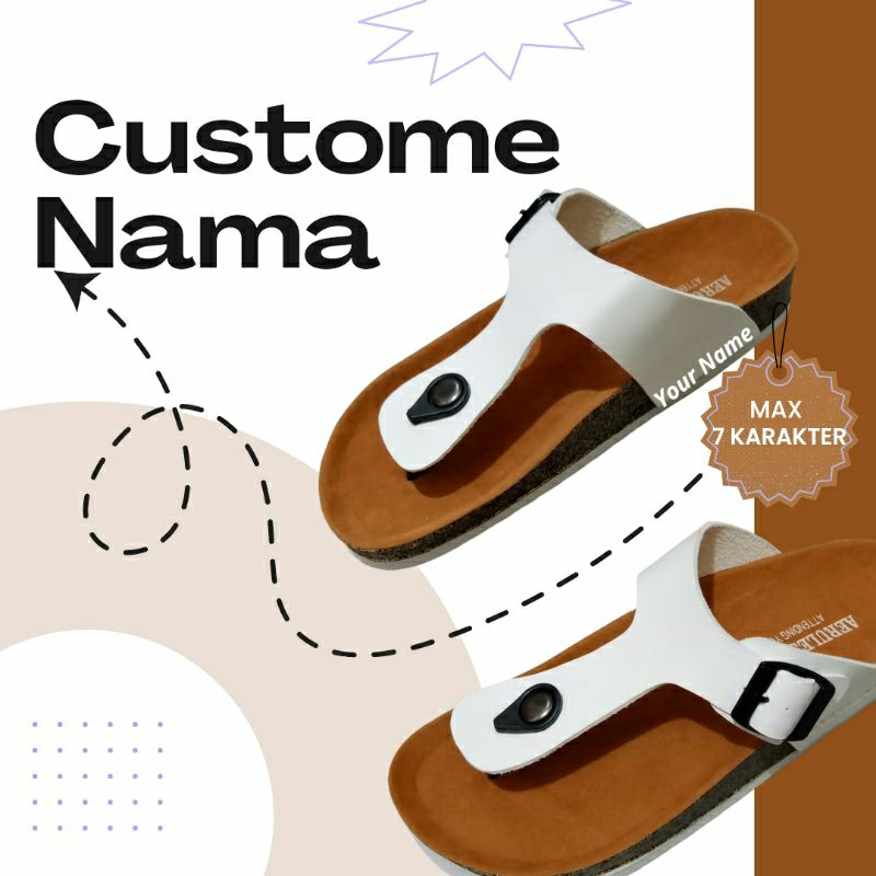 Sandal Custom Tulisan Tali Jepit Pria Wanita untuk Souvernir Kado Ulang Tahun Pernikahan Anniversary Wisuda Emboss Model Birken Kulit Empuk Kekinian Gaya Korea Ringan Empuk