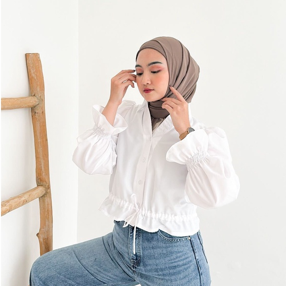 Zaira Blouse hijab cotton shirt atasan wanita by Vanesha Wear