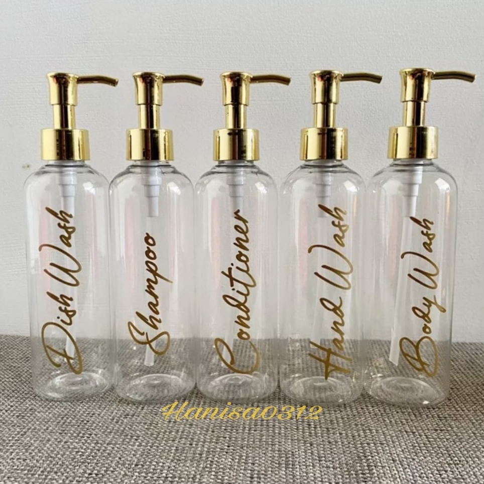 botol sabun cair pump 250ml bening / botol pump 250ml aesthetic tutup luxury gold