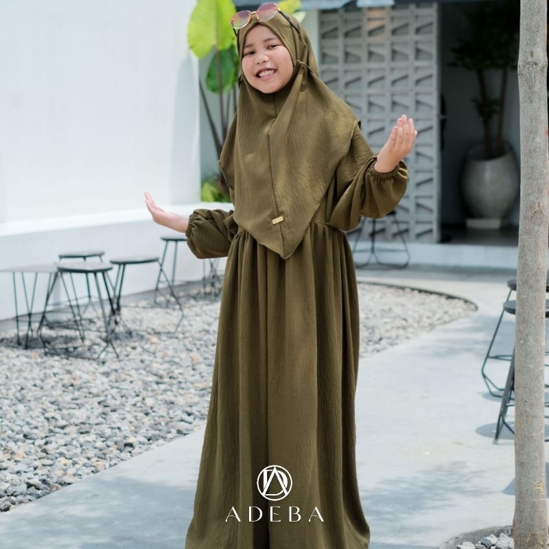 GAMIS SET JILBAB ANAK CRINKLE - AMEENA SET