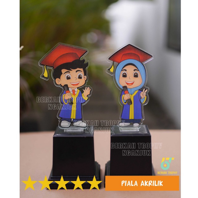 Piala Wisuda Murah Hijab (Warna Biru)/Piala Kelulusan/Piala Wisuda/Piala Tk/Vandel Wisuda