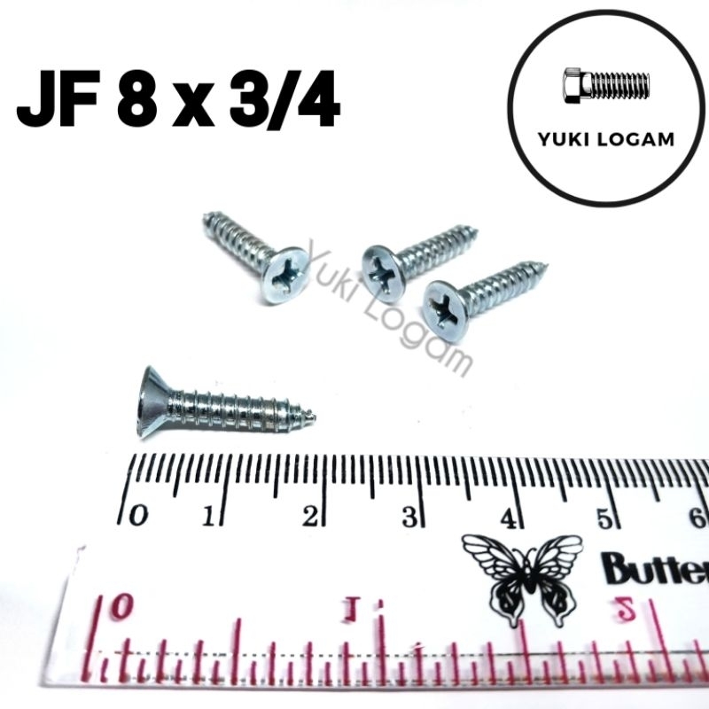 100 pcs Sekrup JF 8x¾ panjang 2cm