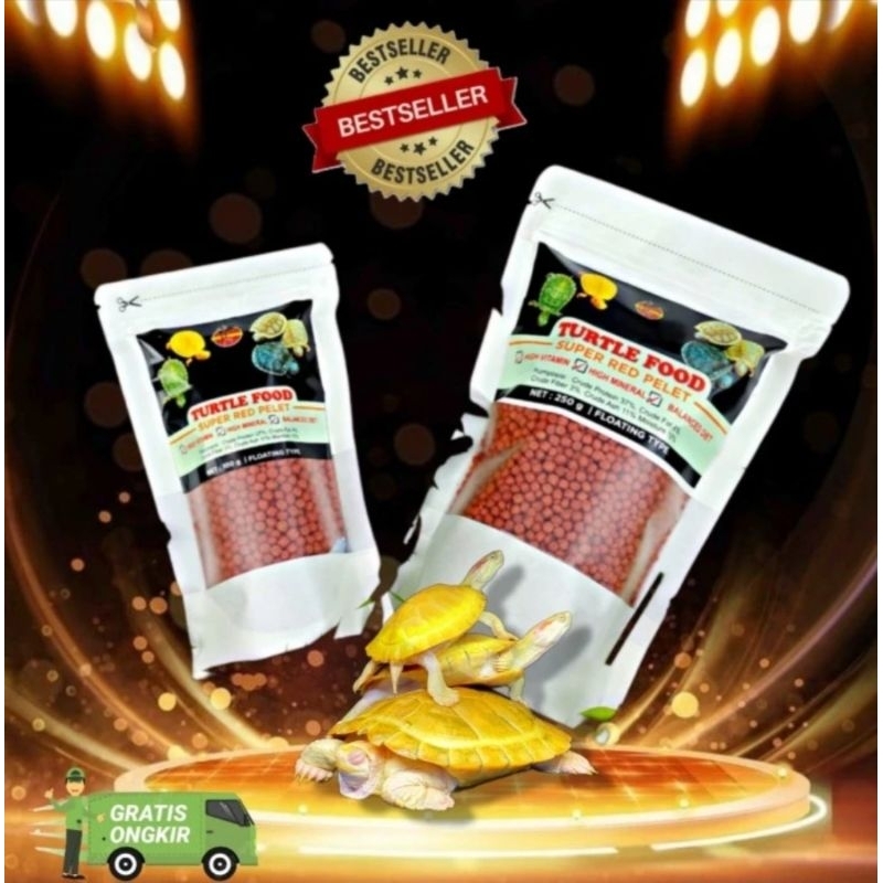 makanan pelet kura air Brazil CST AST Damer Super Red terbaik termurah 250gram